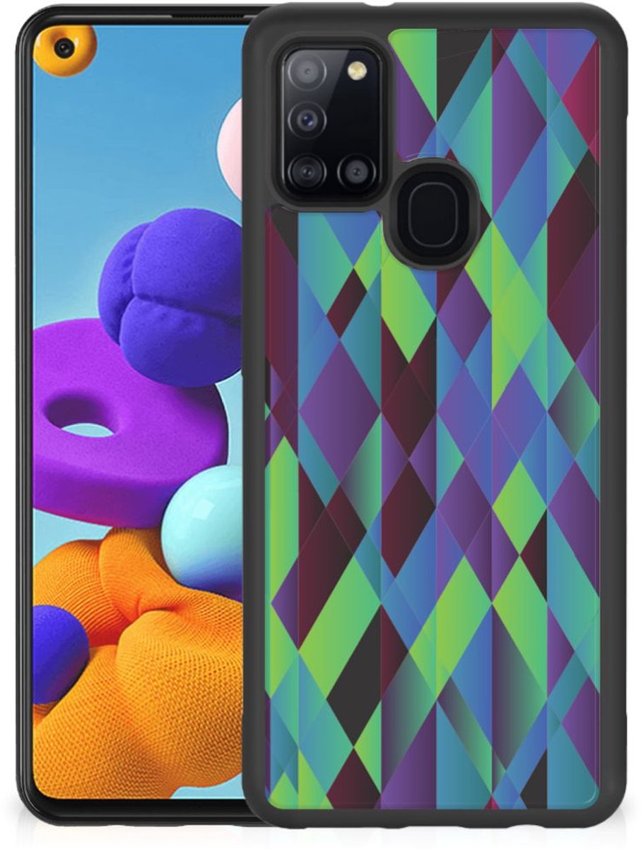 Samsung Galaxy A21s Grip Case Abstract Green Blue