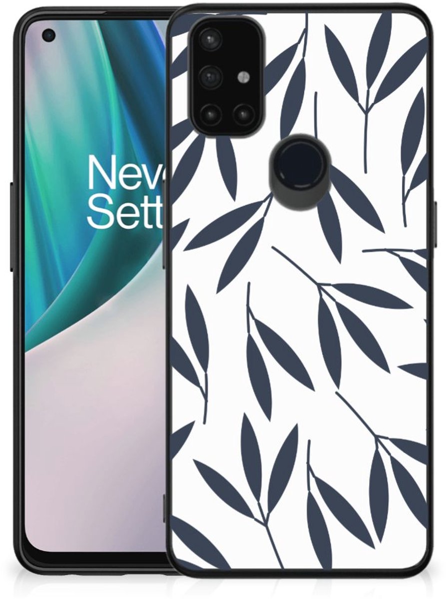 OnePlus Nord N10 5G Bloemen Hoesje Leaves Blue
