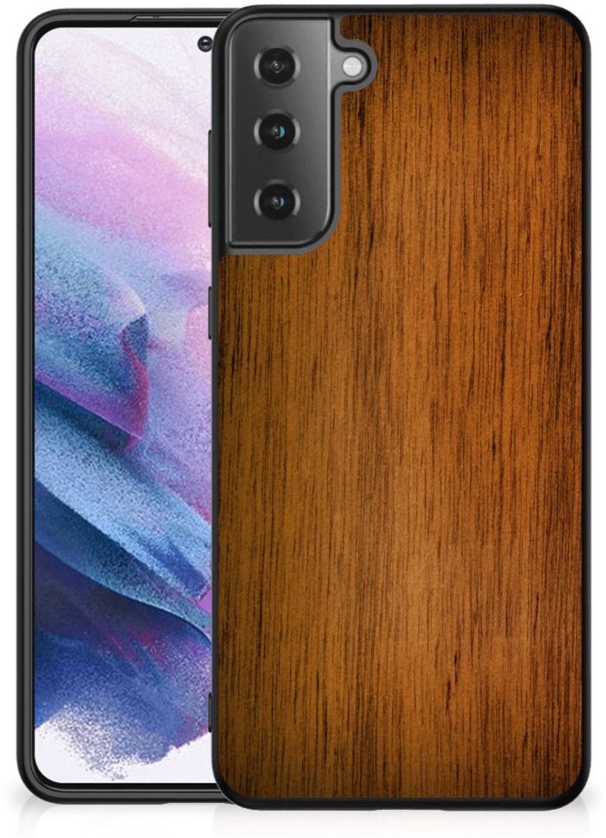 Samsung Galaxy S21 Plus Houten Print Telefoonhoesje Donker Hout