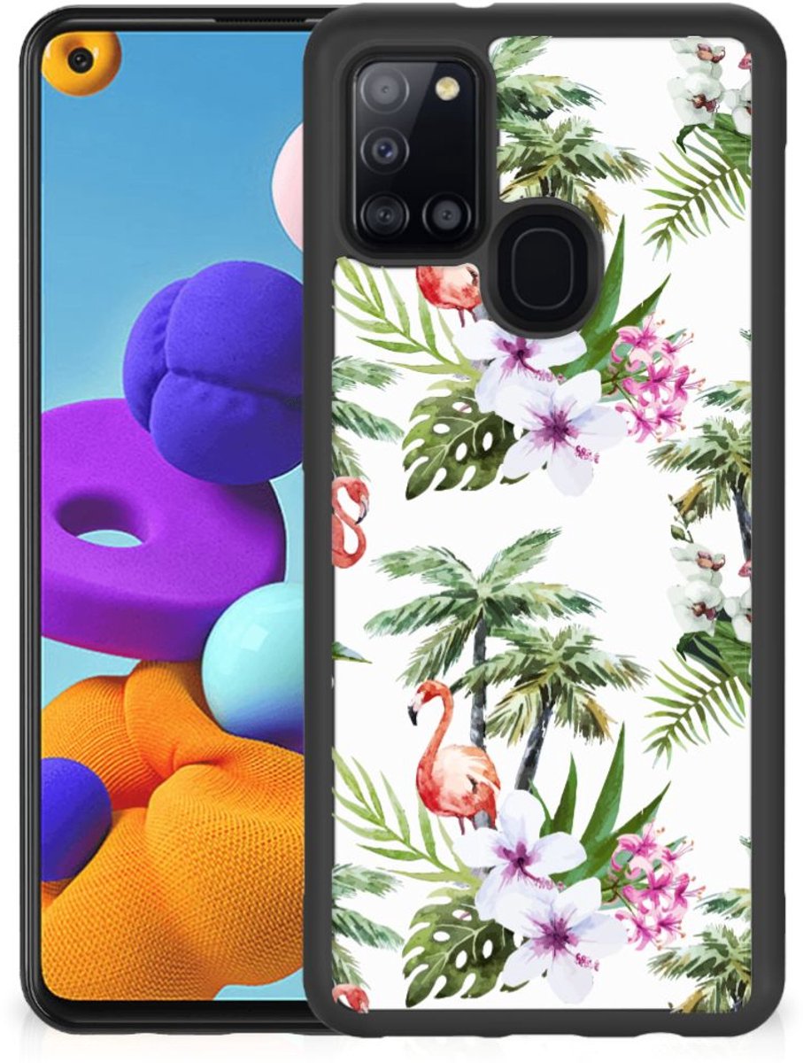 Samsung Galaxy A21s Back Cover Flamingo Palms