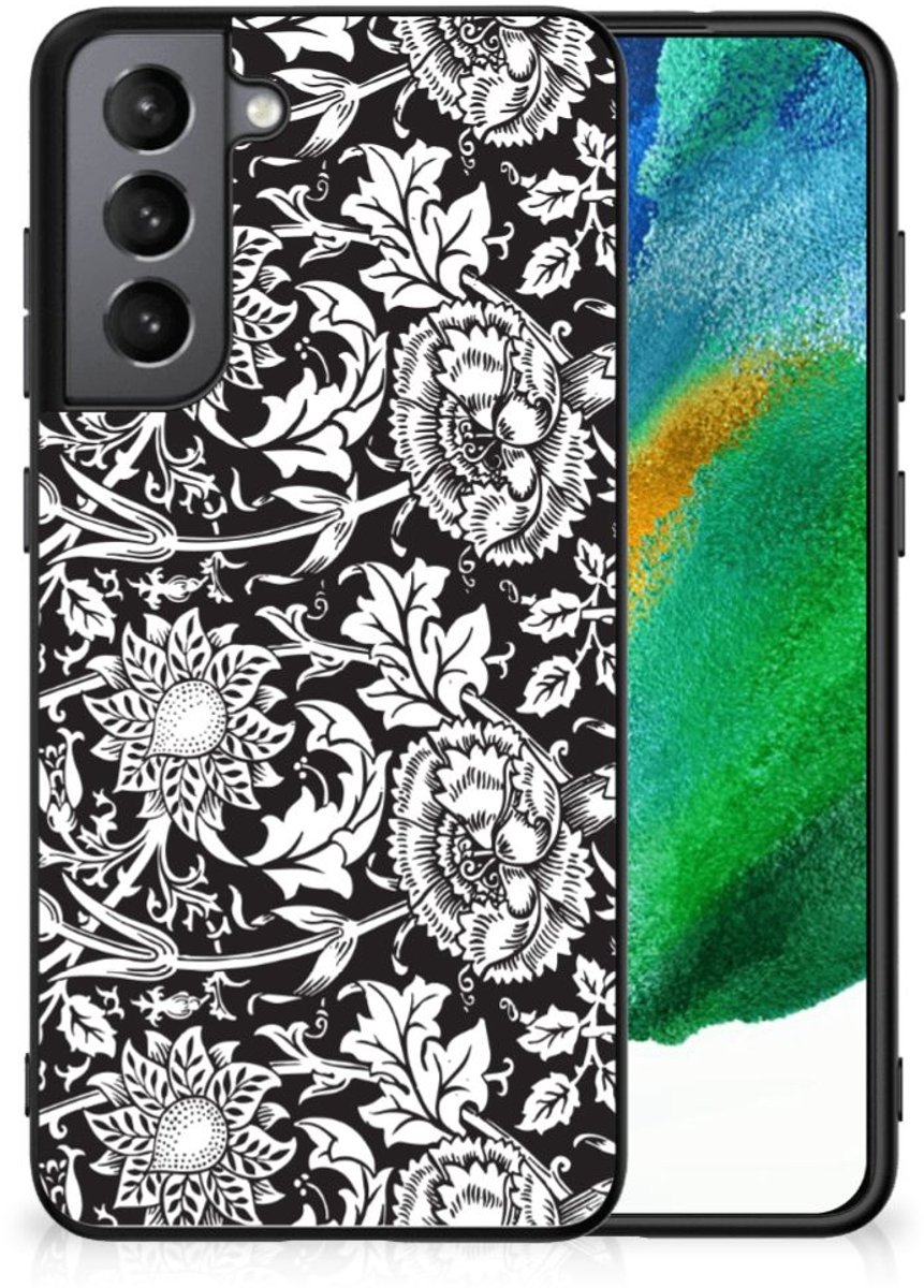 Samsung Galaxy S21FE Bloemen Hoesje Black Flowers