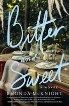 Boekcover van 'Bitter and Sweet' door Rhonda McKnight. Een gedekte tafel met borden en bestek, met de titel in lichtblauwe letters.