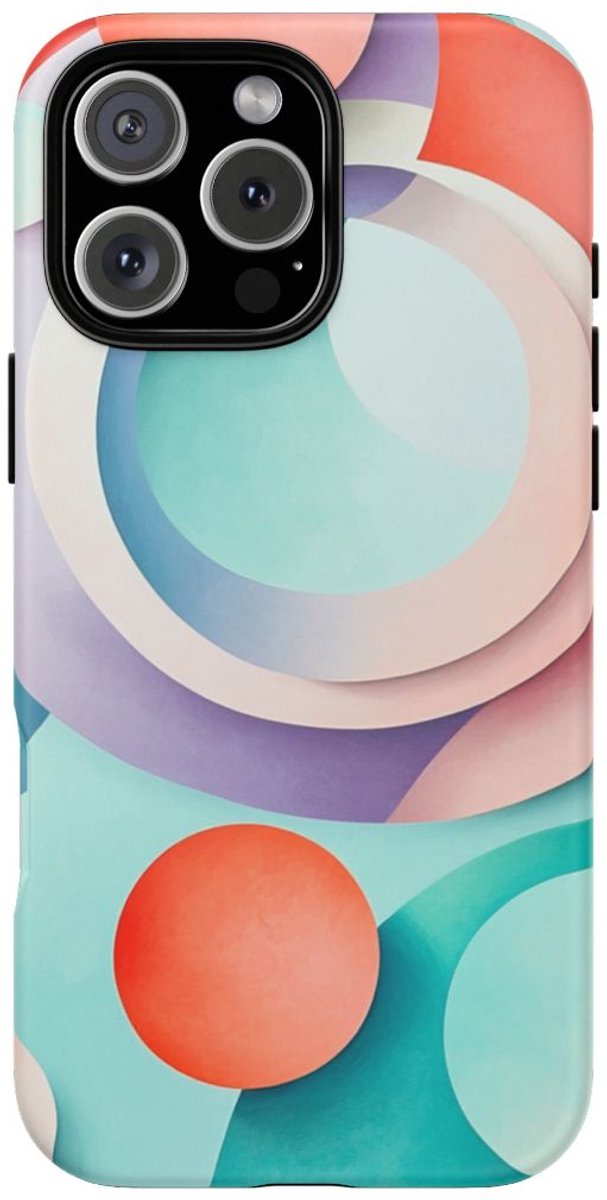 3D Pastel Cirkel Abstracte Kunst – Telefoonhoesje Geschikt voor iPhone 16 Pro Max
