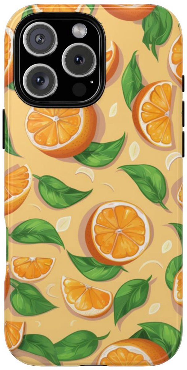 Vrolijk Sinaasappelpatroon – Telefoonhoesje Geschikt voor iPhone 16 Pro Max