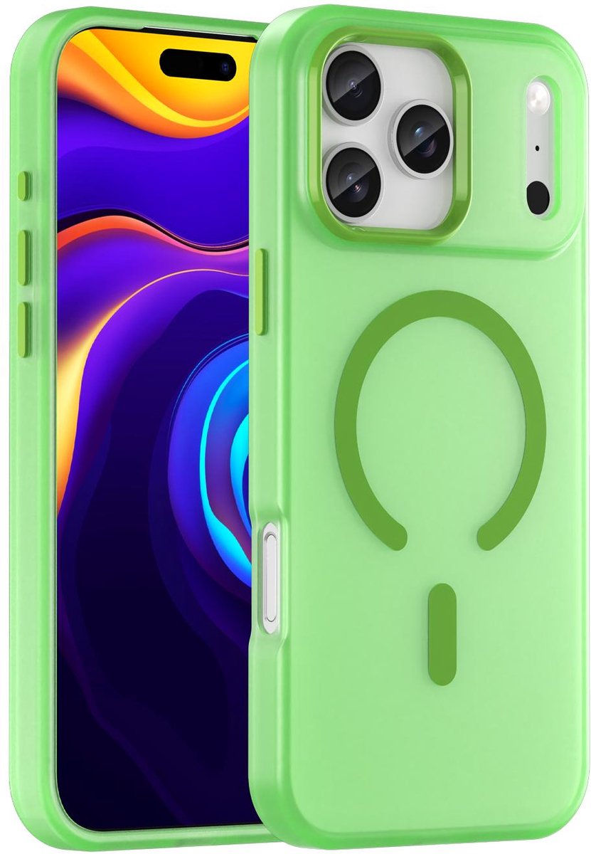 Mobigear Hoesje geschikt voor Apple iPhone 17 Pro Max MagSafe Telefoonhoesje Hardcase | Mobigear Shockproof Backcover | Geschikt voor MagSafe | Geschikt voor Draadloos Opladen met Magnetische Ring | Geschikt voor MagSafe Case - Groen