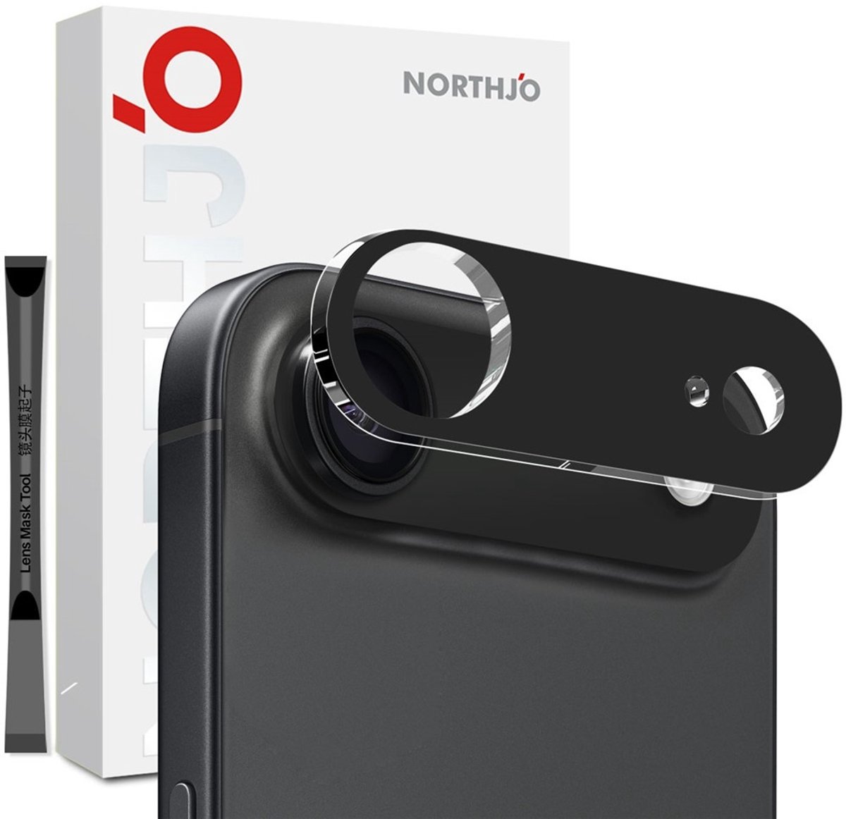 NORTHJO Camera Lens Protector - Geschikt voor iPhone Air Camera Lens Protector - NORTHJO 9H Tempered Glass - Zwart