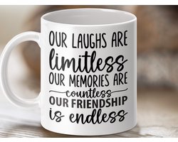 beste vriend mok, vriendschapscadeau, vriendschap quote, limitless lachen, countless memories, endless vriendschap, mok cadeau idee, vrienden mok, speciale vriendin, onbreekbare band, herinneringen mok, cadeau voor haar, cadeau voor hem