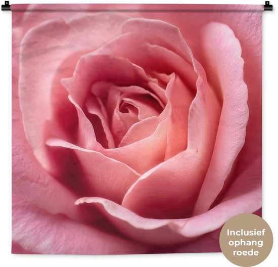 Wandkleed 90x90 cm - Wanddoek Roze - Roos - Romantisch - Wandtapijt - Wandkleden