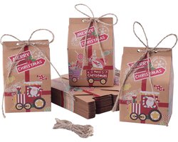 HSEAMALL 30PCS Christmas Party Favor Boxes Gift Bags Kraft Paper Sweet Candy Box Xmas Gift Bag