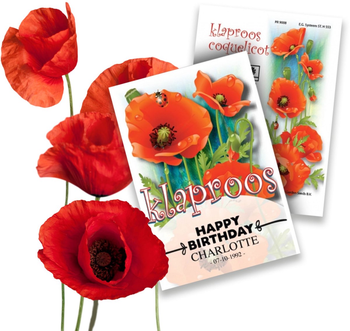 Klaproos (Papaver) - Klaprozen zakjes persoonlijk bedrukt - 500 stuks - Bijen-Vlinders - Snijbloemen - Geurend