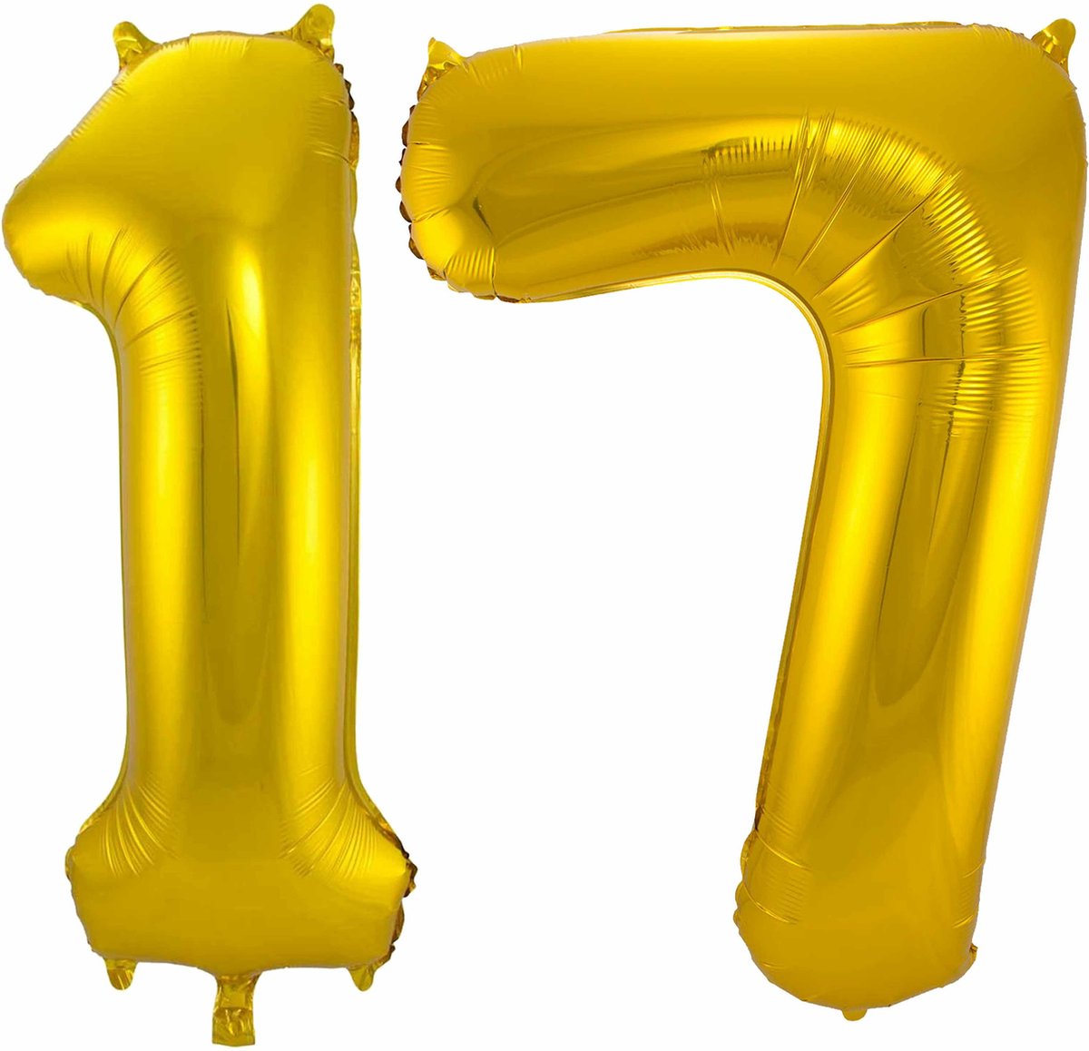 Folat Folie ballonnen - 17 jaar cijfer - goud - 86 cm - leeftijd feestartikelen - versiering