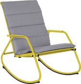 NATERIAL - Chaise à bascule LYCO - Chaise à bascule - Avec coussins gris - Acier - Jaune - Chaise à bascule - Chaise longue de jardin - Chaise longue - Chaise à bascule