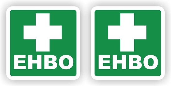 EHBO aanwijzing stickers set 2 stuks.