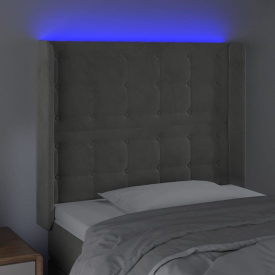 vidaXL Tête de lit LED Velours Gris clair 103x16x118/128 cm