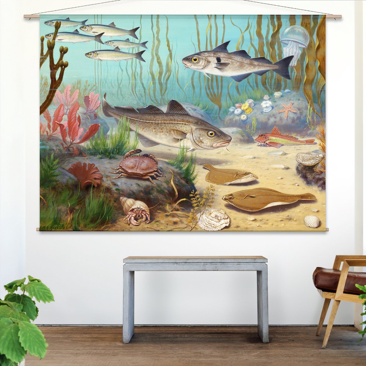 Wandkleed In de Noordzee van M.A. Koekkoek - L: Landscape 135 x 95 cm