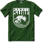 Hawaii Surf | Surfen - Surf - Surfboard - T-Shirt - Unisex - Bottle Groen - Maat S