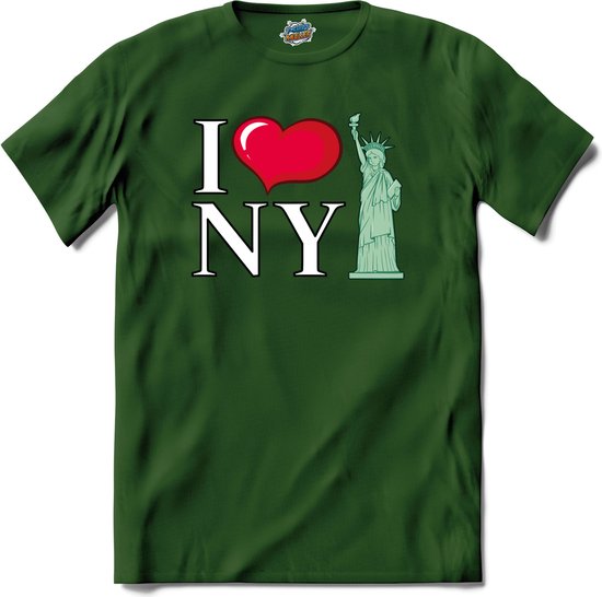 I Love New York | New York - Vintage - T-Shirt - Unisex - Bottle Groen - Maat S