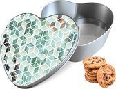 Biscuit Tin Green Hexagon Marble Heart - Boîte de rangement 14x15x5 cm