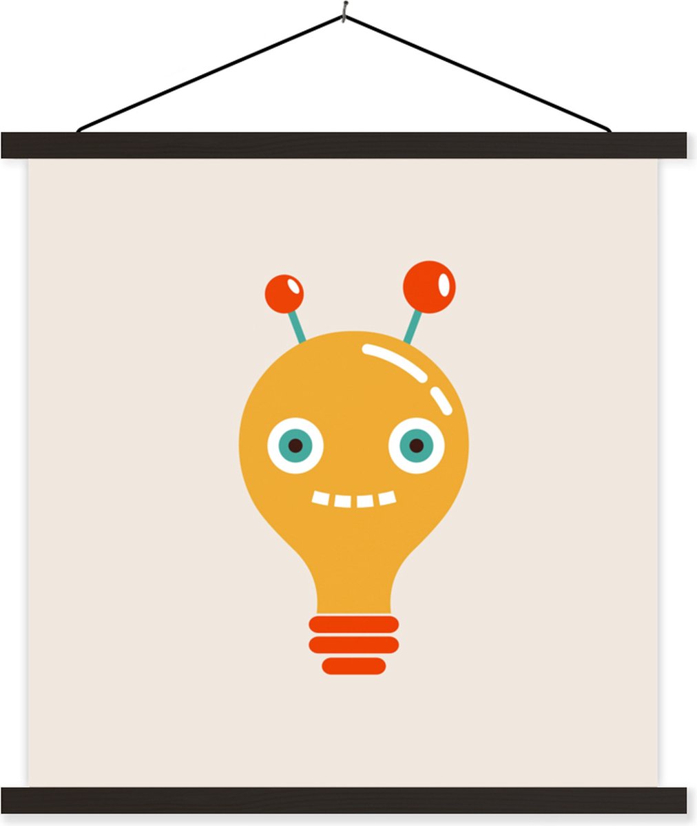 Posterhanger incl. Poster 90x90 cm - Schoolplaat - Robot - Gloeilamp - Gezicht - Antenne -