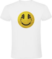 Koptelefoon Smile Heren T-shirt - play - music - dj - radio - geluid - sound - festival - disco - discotheek - shirt