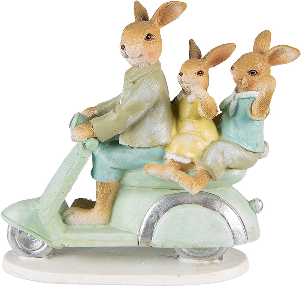 Clayre & Eef Beeld Konijn 15 cm Groen Bruin Polyresin