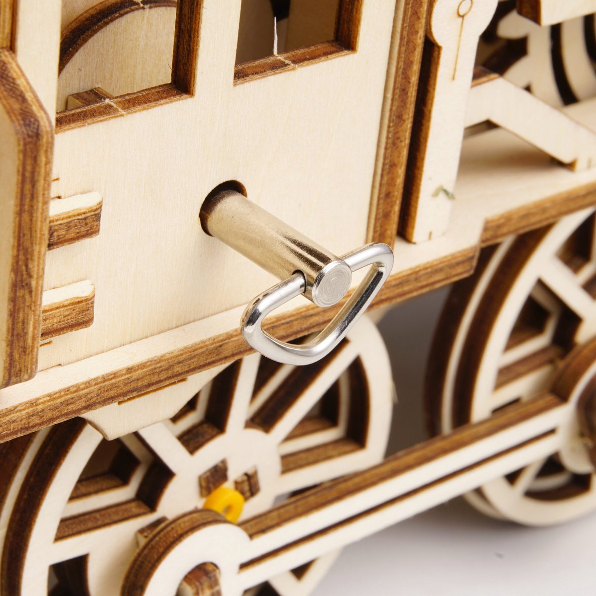 Robotime modelbouwpakket Locomotief hout 370mmx185mmx120mm - Naturel kleur — afbeelding 10