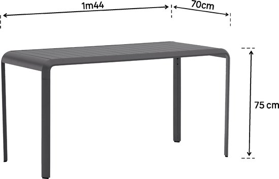 Relaxdays balkontafel met houtlook, HxBxD: 39 x 52 x 48 cm, buitentafel, voor tuin, terras en balkon, zwart