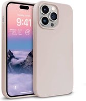 Hoesje Geschikt voor iPhone 14 Pro - zacht siliconen - Liquid Backcover - zand roze