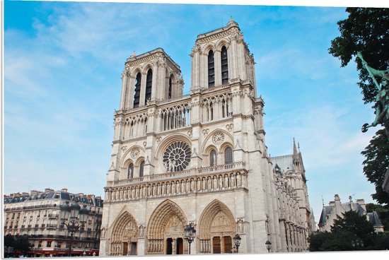 WallClassics - Panneau en mousse PVC - Cathédrale Notre-Dame - Paris - Photo 90x60 cm sur panneau en mousse PVC (avec système d'accrochage)