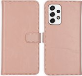 Selencia Hoesje Geschikt voor Samsung Galaxy A53 Hoesje Met Pasjeshouder - Selencia Echt Lederen Bookcase - roze