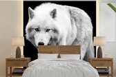 Behang - Fotobehang Wolf - Dier - Zwart - Wit - Breedte 280 cm x hoogte 280 cm