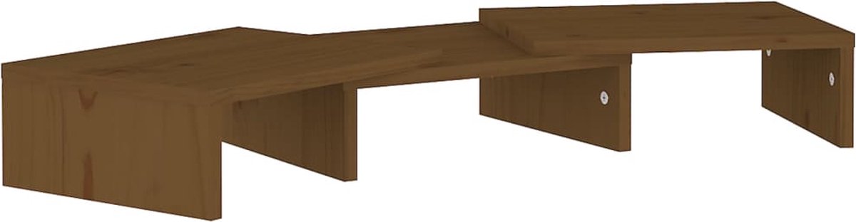 vidaXL Monitorstandaard 60x24x10,5 cm massief grenenhout honingbruin