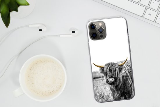 Coque iPhone 12 Pro Max - Highlander écossais - Or - Zwart - Wit - Siliconen
