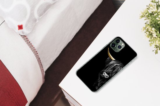 Coque iPhone 11 Pro Max - Scottish Highlander - Vaches - Or - Siliconen