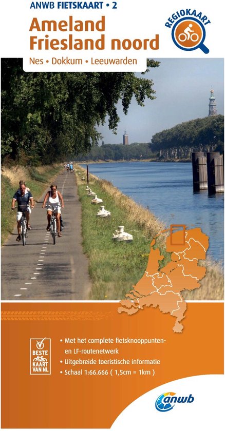 ANWB Fietskaart 2 - Fietskaart Ameland, Friesland noord 1:66.666