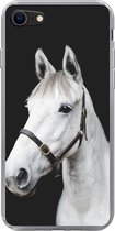 Geschikt voor iPhone SE 2020 hoesje - Paard - Halster - Wit - Siliconen Telefoonhoesje