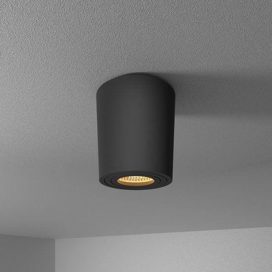 Paxton LED Opbouwspot plafond - Rond - Zwart - Aluminium met poedercoating - IP65 waterdicht voor binnen en buiten - incl. GU10 spot 2700K warm wit - 3 jaar garantie