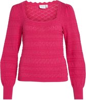 Vila T-shirt Viaugusta Squareneck L/s Knit Top 14082044 Pink Yarrow Dames Maat - S