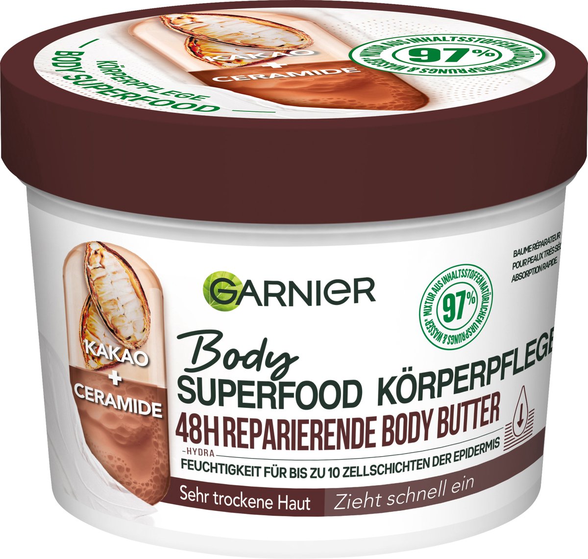 Garnier Body Bodybutter Body Superfood Lichaamsverzorging Cacao, 380 ml