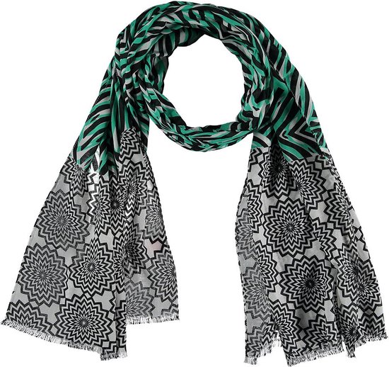 Sarlini Langwerpige Sjaal Groen/Zwart