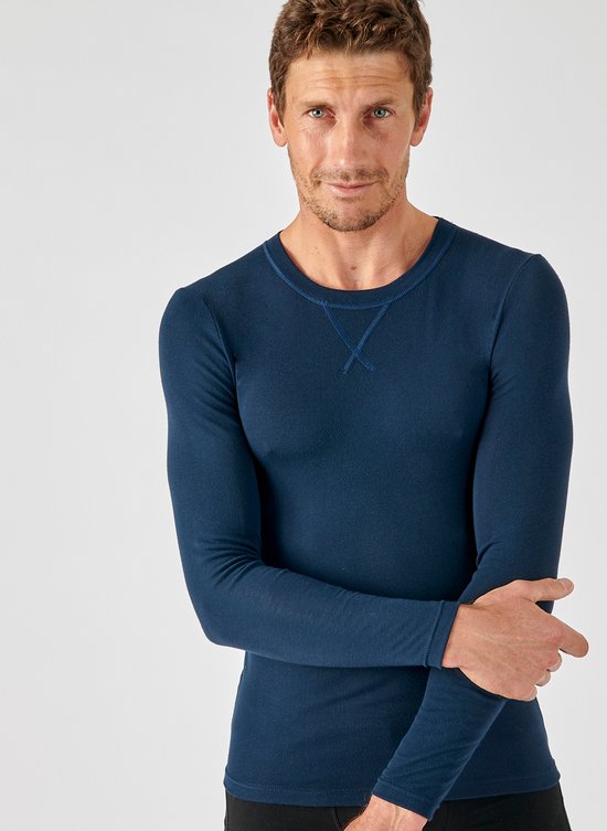 Damart - Manches longues, col rond - Homme - Blauw - S