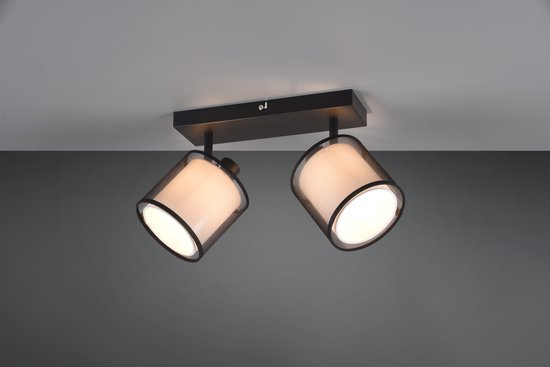 Trio leuchten - Spot plafond LED - Plafonnier - Culot E14 - 2 lumières - Rectangle - Zwart - Aluminium