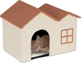Relaxdays kattenhuis opvouwbaar - kattenmand met dak - kattenhok binnen - hondenhuisje