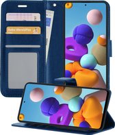 Hoesje Geschikt voor Samsung A51 Hoesje Book Case Hoes Wallet Cover - Hoes Geschikt voor Samsung Galaxy A51 Hoesje Bookcase Hoes - Donkerblauw