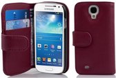 Cadorabo Hoesje geschikt voor Samsung Galaxy S4 MINI in BORDEAUX PAARS - Beschermhoes van getextureerd kunstleder en kaartvakje Book Case Cover Etui