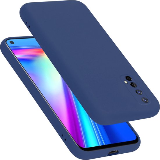 Coque de téléphone bleue avec découpe pour appareil photo, adaptée à un smartphone.