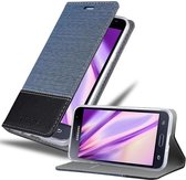 Cadorabo Hoesje geschikt voor Samsung Galaxy J3 2016 in DONKERBLAUW ZWART - Beschermhoes met magnetische sluiting, standfunctie en kaartvakje Book Case Cover Etui