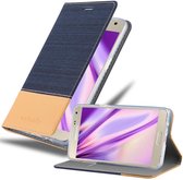 Cadorabo Hoesje geschikt voor Samsung Galaxy A5 2015 in DONKERBLAUW BRUIN - Beschermhoes met magnetische sluiting, standfunctie en kaartvakje Book Case Cover Etui