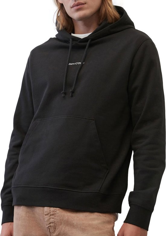 Marc O'Polo regular fit hoodie - heren trui katoen met O-hals - zwart (middeldik) - Maat: L