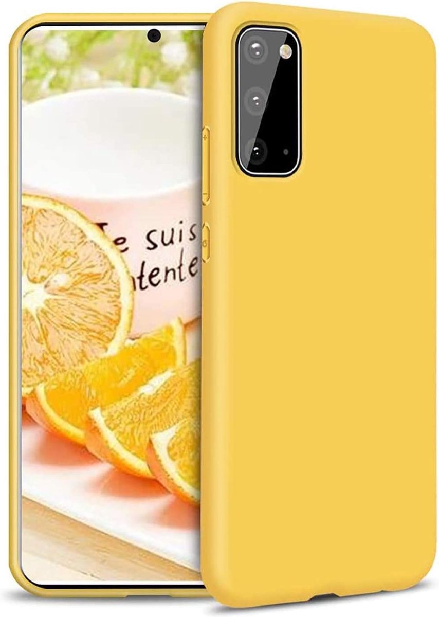 Hoesje Geschikt Voor Samsung Galaxy A71 Hoesje - Fluweelzachte Microvezel Siliconen Back Cover – Geel